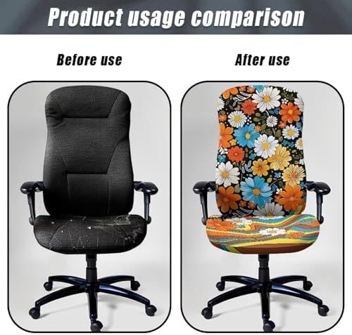 Hippie Flower Pattern Office Chair Cover Universal Fit