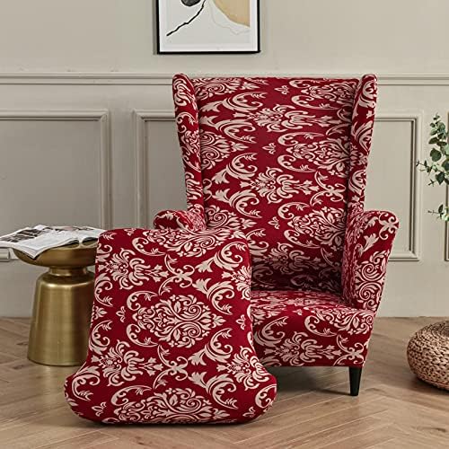 Soft Spandex Wingback Chair Covers 2 Piece Set