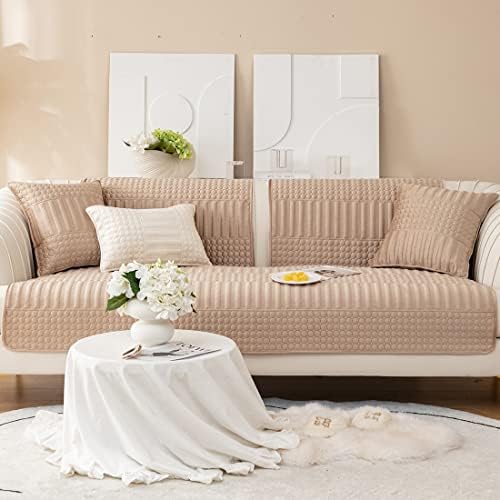 vctops Geometric Quilted Velvet Sofa Cover