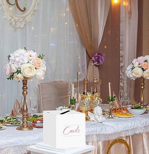 HEIPINIUYE White Pink Card Box Wedding Gift Holder for Parties Birthdays Raffles