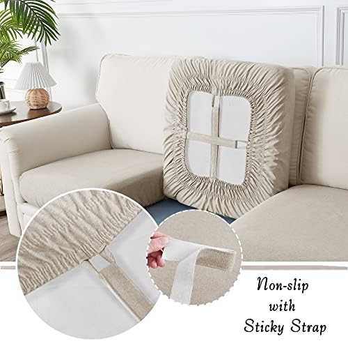 StangH Linen Sofa Cushion Covers 3 Pack Taupe