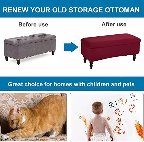 ANWUCHEN Red Small Rectangle Ottoman Cover