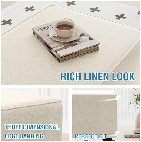 HVERSAILTEX Thick Linen Look Ottoman Cover for 43-44 Rectangle Footrest