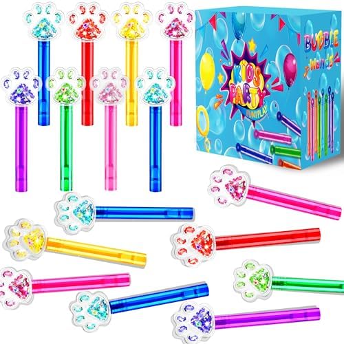 24PCS Glitter Paw Print Bubble Wands for Kids Party Favors