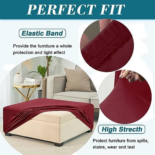 HFCNMY Velvet Ottoman Slipcover - Red - Large X-Large