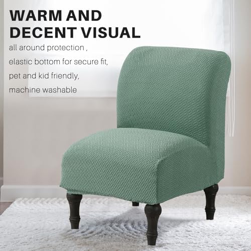 MIFXIN Armless Accent Chair Cover Jacquard Green
