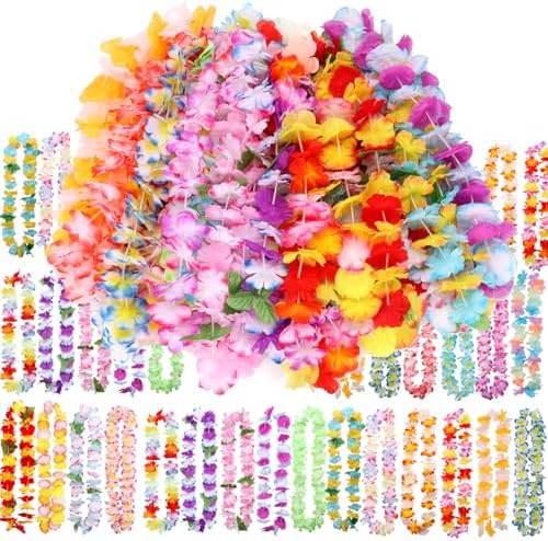 Atonofun 60-Piece Hawaiian Lei Set for Luau Parties