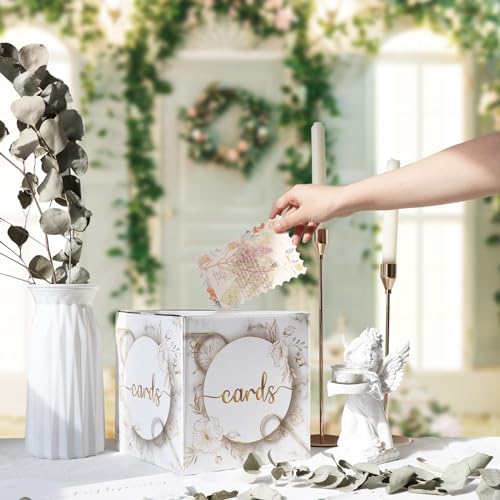 OurWarm White Card Box with Gold Flower Design