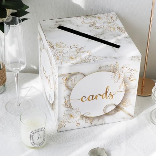 OurWarm White Card Box with Gold Flower Design
