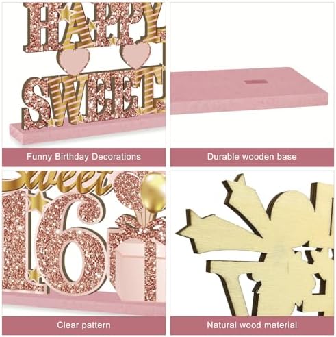 Yatufom 4 Piece Sweet 16 Birthday Centerpieces Decorations