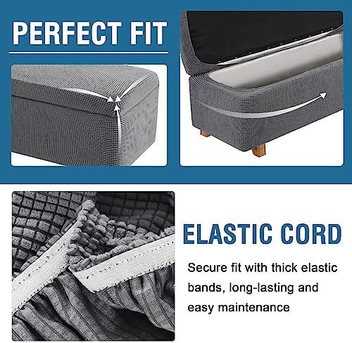 2-Piece Stretch Ottoman Covers - Grey X-Large