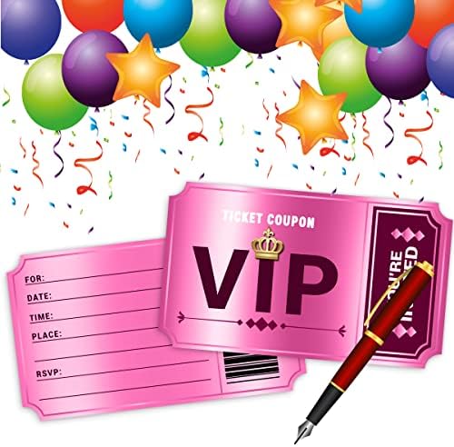Wuguimeii Double-Sided Birthday Party Invitations with Envelopes Rose Red