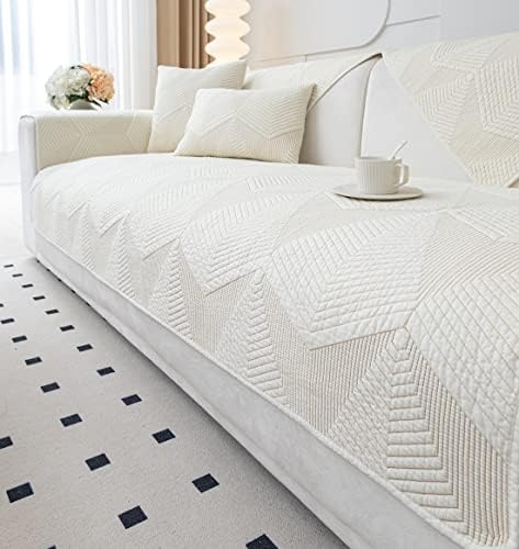 Vctops Farmhouse Solid Color Embroidery Sofa Cover