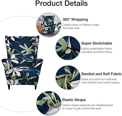 NILUOH 2 Piece Stretch Wingback Chair Slipcover