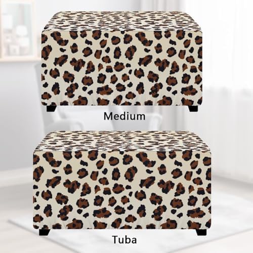 Leopard Print Stretch Ottoman Slipcover with Elastic Bottom