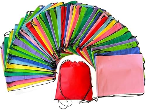 Podzly Bulk 50 Pack Drawstring Backpacks - Bright Colors