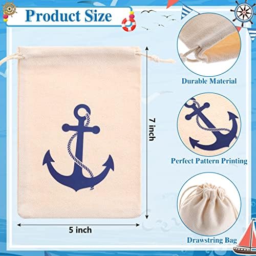 24 Pack Nautical Themed Drawstring Bags for Party Supplies