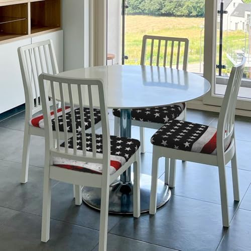 Ouqiuwa American Flag Square Chair Covers Set of 4 for Dining Chairs