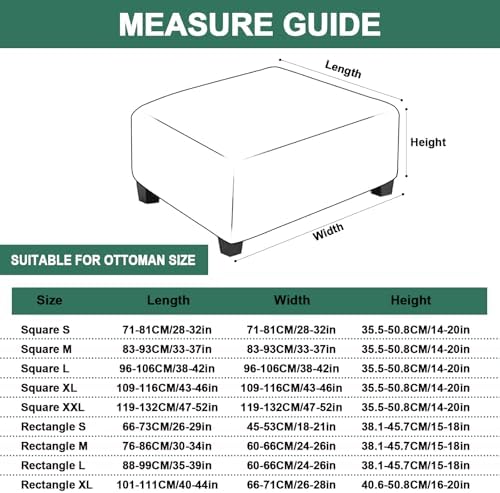 Waterproof Quilted Ottoman Cover with Nonslip Design