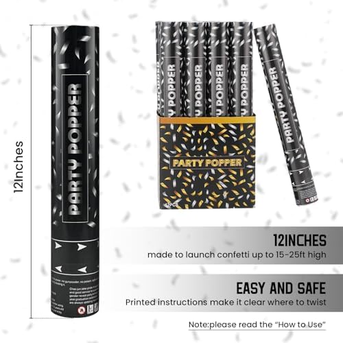 12-Pack Silver Confetti Poppers with Easy Twist Design