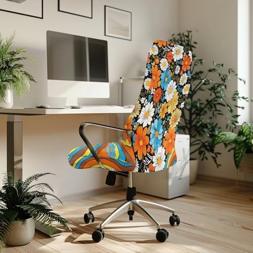 Hippie Flower Pattern Office Chair Cover Universal Fit