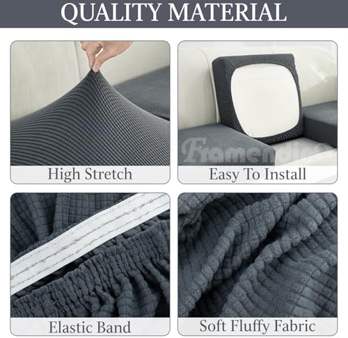 Framendino 3 Pack Dark Grey Sofa Slipcovers