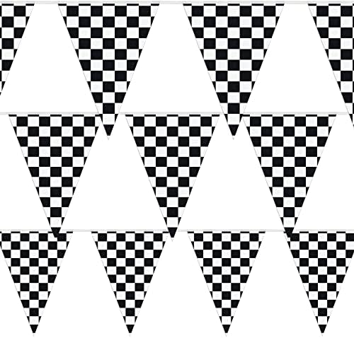 AnapoliZ Checkered Flags 100 FT Pennant Banner NASCAR Party Decor
