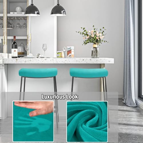 Stool Covers Rectangle Set of 4 with Elastic Band Turquoise
