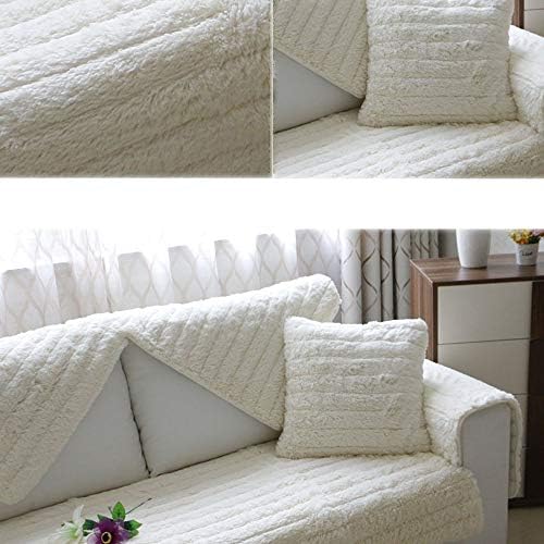 Plush Cream Sofa Slipcover Cover 43x94 Rectangular