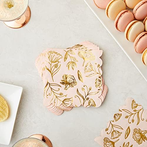 Sparkle and Bash 50-Pack Pink Gold Foil Napkins