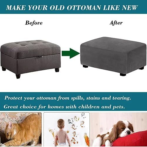 HFCNMY Stretch Velvet Ottoman Cover for Stools