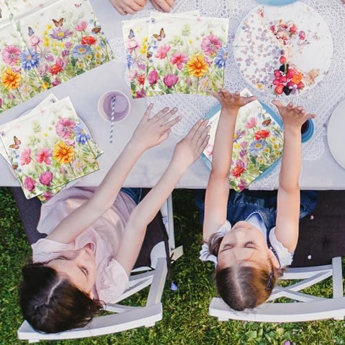 40Pcs Spring Floral Napkins with Wildflowers Design