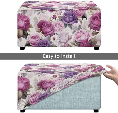 Cugasmaru Ottoman Cover - Soft Stretch Slipcover for Stool and Footrest
