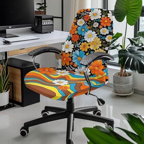 Hippie Flower Pattern Office Chair Cover Universal Fit
