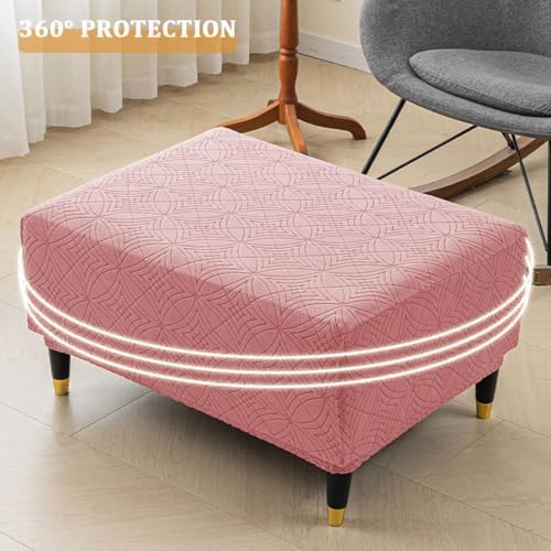 Bifaunvogel Rectangle Folding Ottoman Cover with Elastic Bottom S Pink