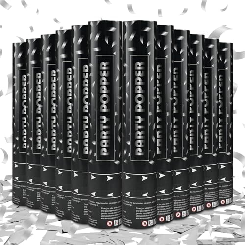 12-Pack Silver Confetti Poppers with Easy Twist Design