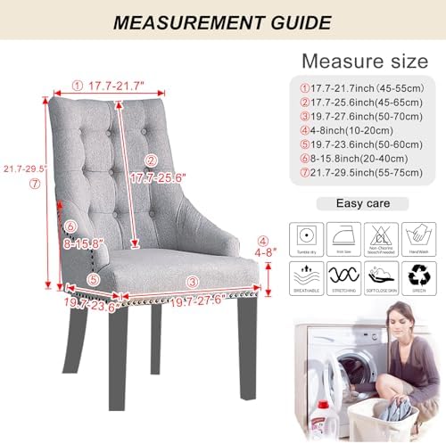 Lellen Stretch Wingback Chair Cover - 2PCS Cream Reusable Slipcover
