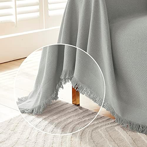 MEETSKY Sofa Slipcover Cotton Blend Woven Texture 71x118 Light Gray