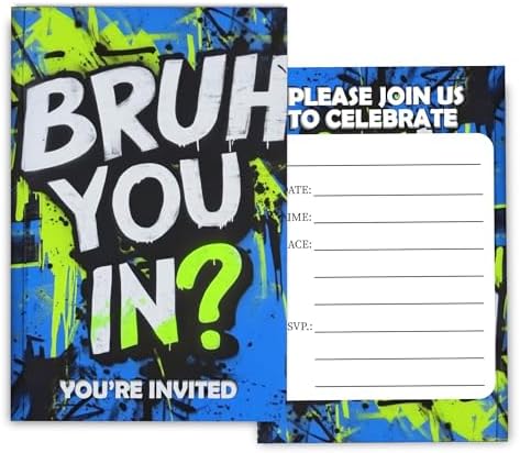 Brother You in Birthday Invitations for Boys 4x6 30 Sets with Envelopes