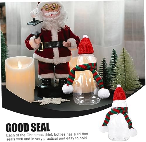 ORFOFE 4pcs Christmas Snowman Beverage Bottles with Caps