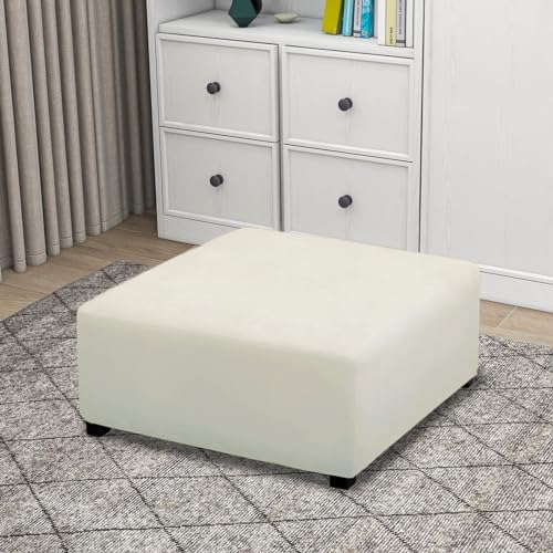 PureFit Super Stretch Form Fit Ottoman Cover - Medium-XL Ivory