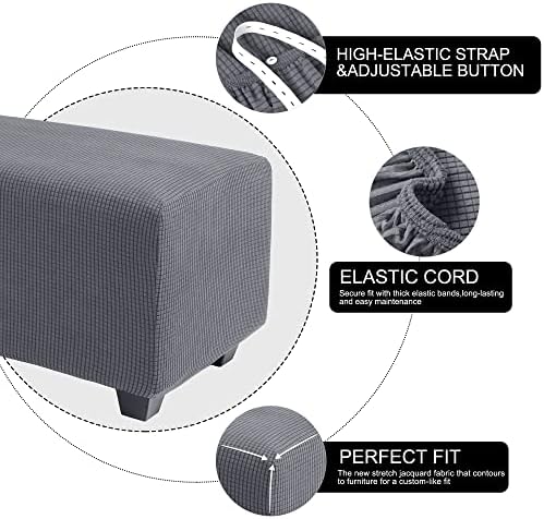 PiccoCasa High Stretch Ottoman Cover Dark Gray