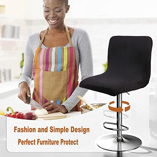 Velvet Bar Stool Covers 4PCS Black Stool Slipcovers for Counter Height Chairs