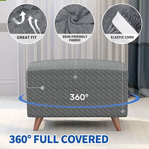 MAXIJIN Thick Jacquard Ottoman Slipcover with Elastic Bottom