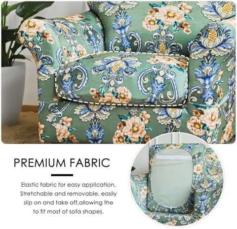 EVOLLER 2 Piece Armchair Slipcover Velvet Green