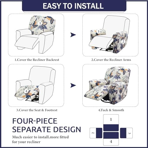 Iauddy 4-Piece Recliner Slipcover Set