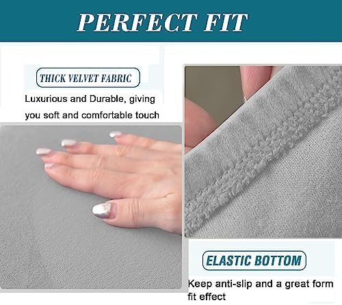 HFCNMY Stretch Velvet Stool Cover - Light Gray