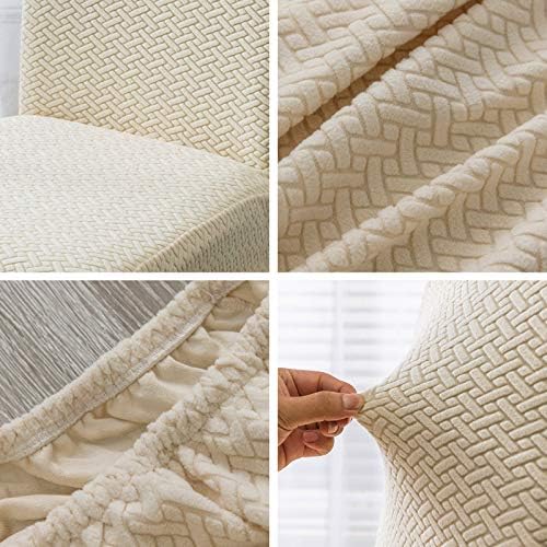 Genina Dining Chair Covers 6 PCS Beige Stretch Slipcovers