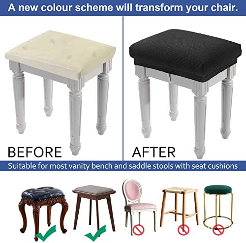 BUYUE 4 Pc Vanity Stool Bench Covers Black