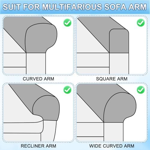 Uxcell 2Pcs Stretch Armrest Covers Cream